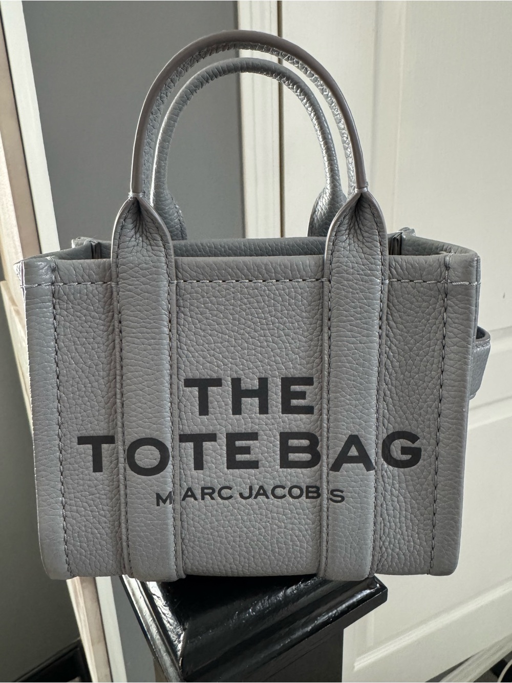 Marc Jacobs Pebbled Leather Mini Tote in Light Gray